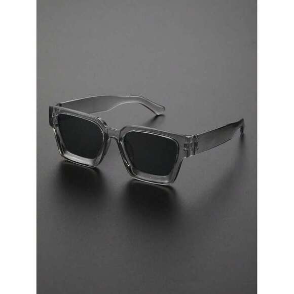 Men\'s Square Plastic Frame Classic Gray Glasses, , Da main image 5